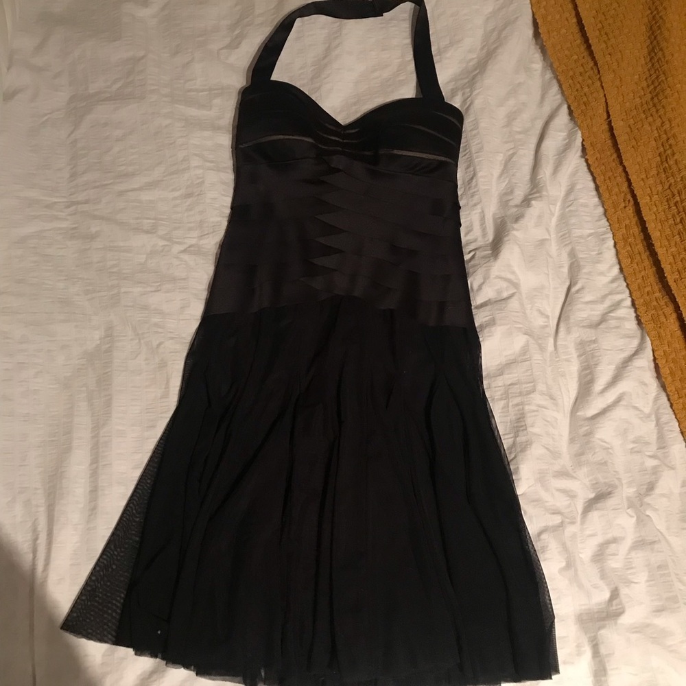 MIDI formal black halter dress